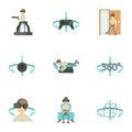 Virtual simulation icons set, cartoon style