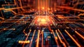A virtual simulation shows a quantum processor rapidly shuffling and manipulating data showcasing the incredible