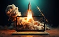 Virtual Space Journey Rocket Liftoff from Laptop