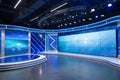 Virtual studio set background for broadcast or news Royalty Free Stock Photo