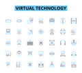 Virtual technology linear icons set. Immersive, Digital, Augmented, Cyber, Virtuality, Simulated, Holographic line Royalty Free Stock Photo