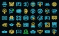 Virtual tour icons set vector neon Royalty Free Stock Photo