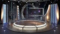 Virtual TV Studio Chat Set 23. 3d Rendering. Royalty Free Stock Photo