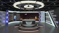 Virtual TV Studio News Set 6. 3d Rendering. Royalty Free Stock Photo