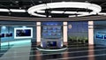 Virtual TV Studio News Set 23-2. 3d Rendering. Royalty Free Stock Photo