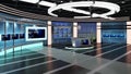 Virtual TV Studio News Set 23-2. 3d Rendering. Royalty Free Stock Photo