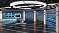 Virtual TV Studio News Set 23-4. 3d Rendering. Royalty Free Stock Photo