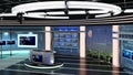 Virtual TV Studio News Set 23-5. 3d Rendering. Royalty Free Stock Photo