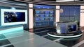 Virtual TV Studio News Set 23-6. 3d Rendering. Royalty Free Stock Photo