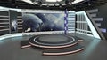 Virtual TV Studio News Set 7-2. 3d Rendering. Royalty Free Stock Photo