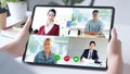 Virtual video conference, Work from home, Brainstorm planing teamwork, Asian business team making video call by web, Group of asia