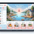 Virtual wellness retreat platform interface with wellness sessi Royalty Free Stock Photo