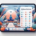 Virtual wellness retreat platform interface with wellness sessi Royalty Free Stock Photo