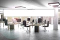 Virtual white search bar in large office interior 3d rendering