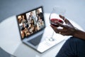 Virtual Wine Tasting Dinner Event Online Royalty Free Stock Photo