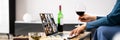 Virtual Wine Tasting Dinner Event Online Royalty Free Stock Photo