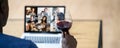 Virtual Wine Tasting Dinner Event Online Royalty Free Stock Photo