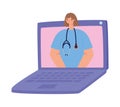 virtual woman doctor icon