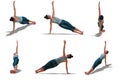 Virtual Woman in Yoga Side Plank Pose with 6 angles of view