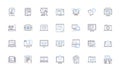 Virtual world line icons collection. Avatar, Simulation, Interactivity, Virtuality, Digital, Imagination, Fantasy vector
