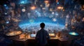 virtual world teeming with intelligent algorithms and futuristic interfaces