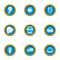 Virtuality icons set, flat style