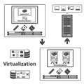 Virtualization computing and Data management concept. Vector