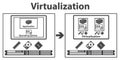 Virtualization computing and Data management concept. Vector