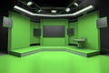 VirtualTV Studio Set. green screen background. 3d Rendering Virtual set studio for chroma footage Royalty Free Stock Photo