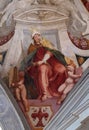 Virtue Ecclesia, fresco by Bernardino Poccetti Ospedale degli Innocenti - Exterior arcade, Florence