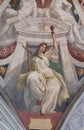 Virtue faith, fresco by Bernardino Poccetti Ospedale degli Innocenti - Exterior arcade, Florence Royalty Free Stock Photo