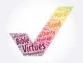 Virtues check mark word cloud collage, concept background Royalty Free Stock Photo