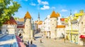 Viru Gate towers in Tallinn old town, Estonia Royalty Free Stock Photo