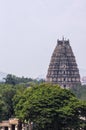 Virupaksha east Gopuram seen from Nandi Monolith temple, Hampi, Karnataka, India