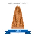 Virupaksha Shiva Temple India vector flat attraction landmarks