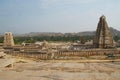 Virupaksha Temple, Hampi, karnataka. North side view from Hemakuta Hill. Sacred Center. The east facing tower on the right side an