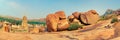 Virupaksha Temple and view of Hampi made from Hemakuta Hill with fisheye lens