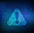 Virus Alert. Attention symbol made with binary code. Danger Sign. Digital binary data and streaming digital code background.