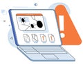Virus alert laptop with bugs alert notification hacking attack cybersecurity fraud internet error