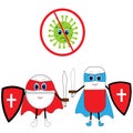 Virus and antibiotic fight illustration nursery decor poster