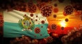 COVID-19 Coronavirus 2019-nCov virus outbreak lockdown concept concept with flag of San Marino. 3D illustration.