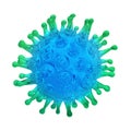 Virus bacteria cell colorful 3D render image isolated on white background. Flu, influenza, sars, coronavirus model illustration. Royalty Free Stock Photo