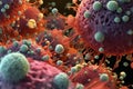 Virus and bacteria close-up. Generative AI technology