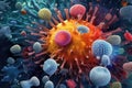 Virus and bacteria close-up. Generative AI technology