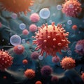 Virus, bacteria, fungi medical 3D background Royalty Free Stock Photo