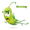 Virus, bacteria. Green funny monster, cartoon character. 3d vector icon Royalty Free Stock Photo