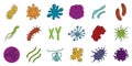 Virus bacteria icon set, color outline style Royalty Free Stock Photo