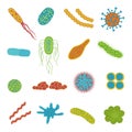 Virus and bacteria icons isolated on white background. Royalty Free Stock Photo