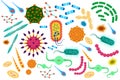 Virus bacteria icons set. Cartoon flat color vector illustration. Royalty Free Stock Photo