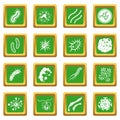Virus bacteria icons set green Royalty Free Stock Photo